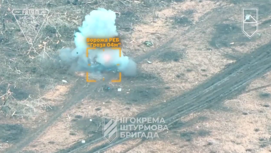 Turned into scrap: soldiers of the Third Assault Brigade destroyed an enemy trench electronic warfare device ''Groza-04M''. Video