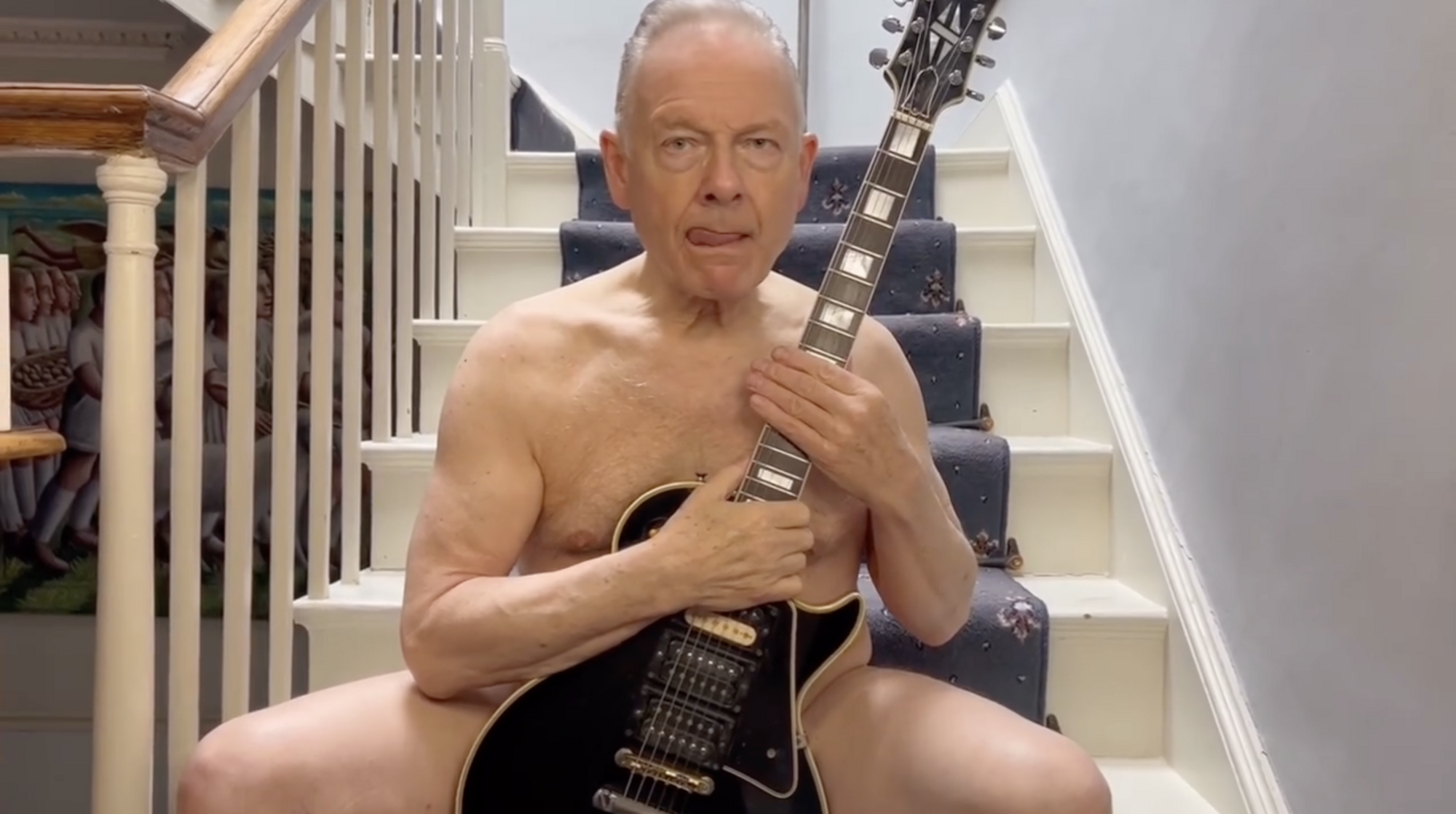 The 77-year-old founder of the band King Crimson embarrassed fans with a video in which he appeared completely naked