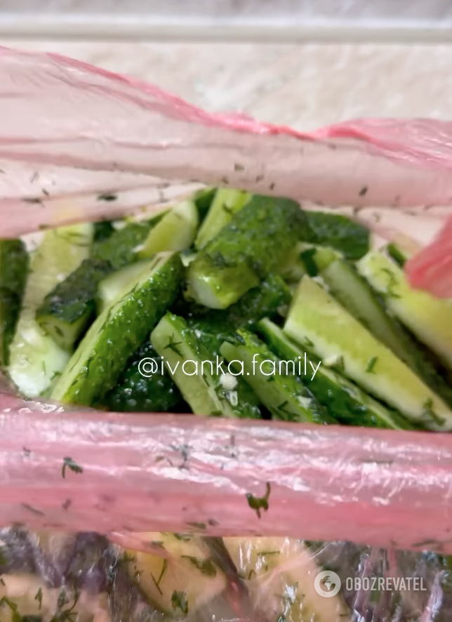 Delicious lightly salted cucumbers with herbs and garlic