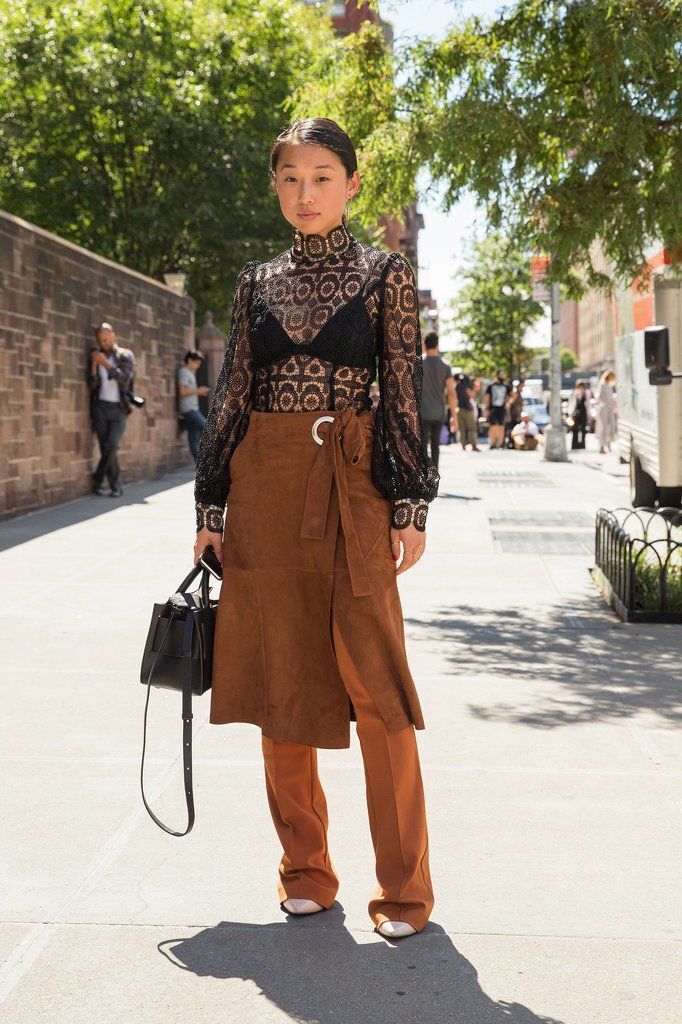 An unexpected combo of the season. How to wear pants and a skirt without looking old-fashioned