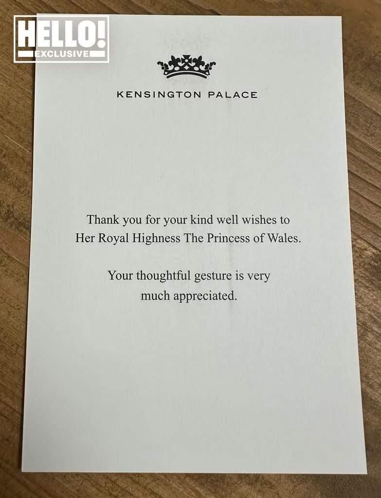 Księżna Walii podziękowała swoim poddanym, wysyłając list.