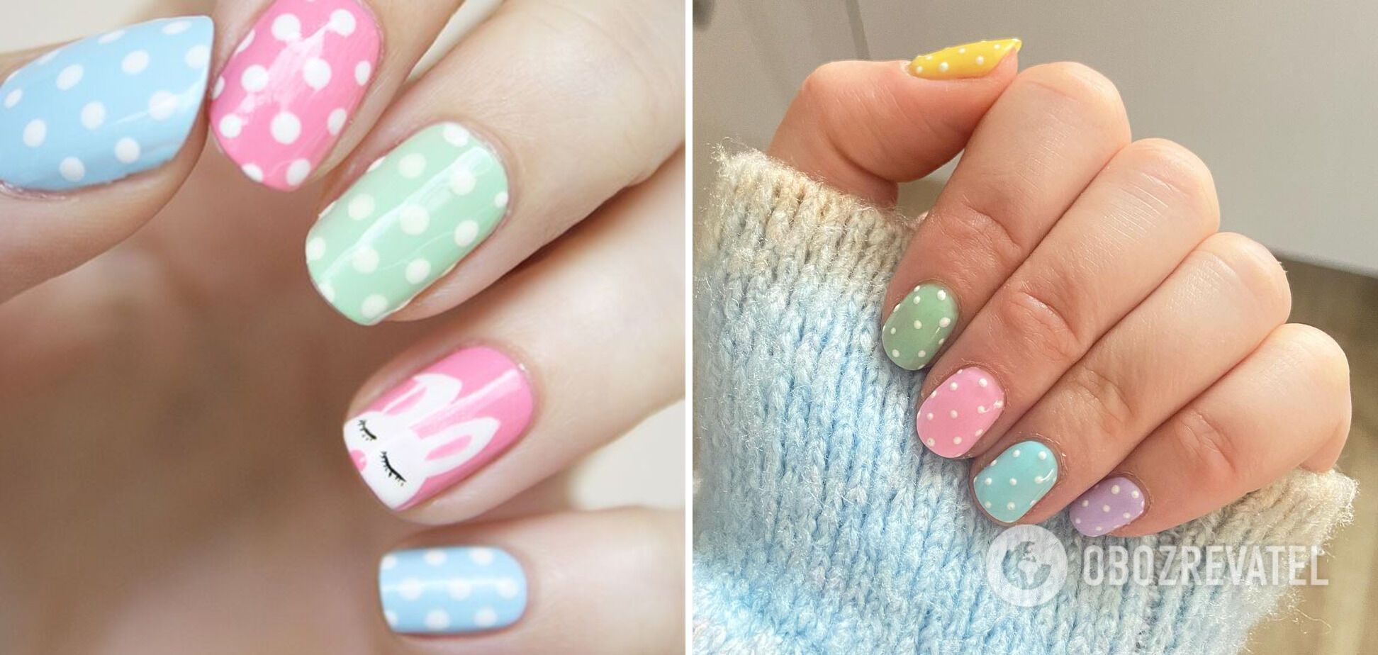 Polka dot nails, eggs and rabbits. 7 stylish manicure ideas for Easter