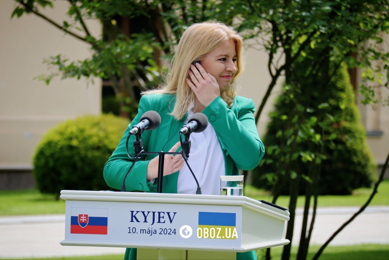 Zuzana Čaputová na konferencji prasowej w Kijowie