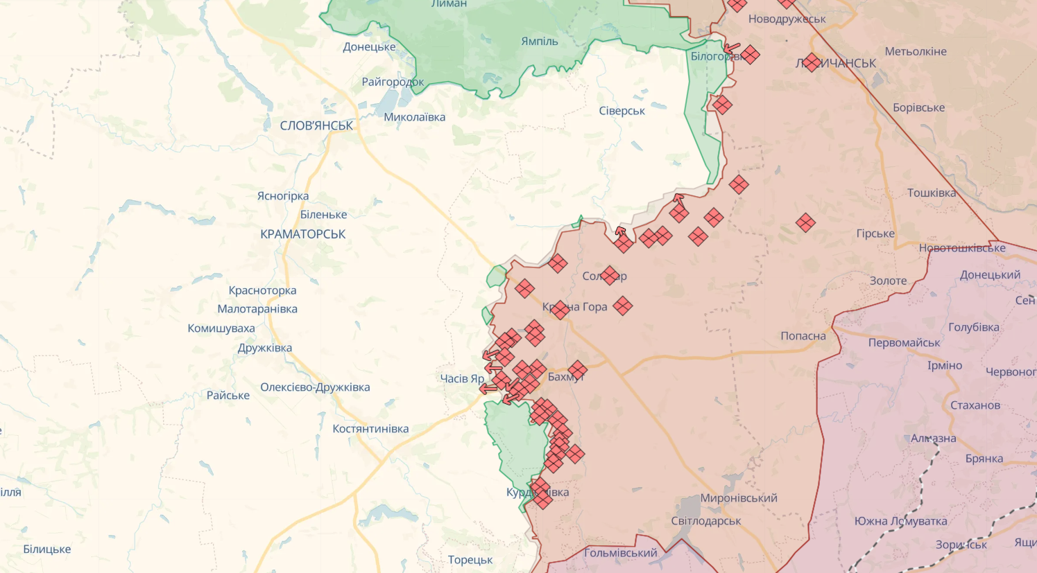 AFU repels dozens of attacks near Avdiivka and Bakhmut: General Staff on the situation on the frontline. Map