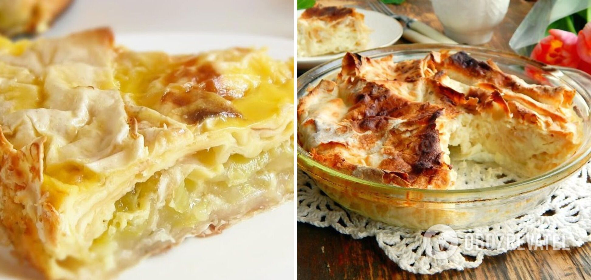 Pita bread pie with cheese and apples
