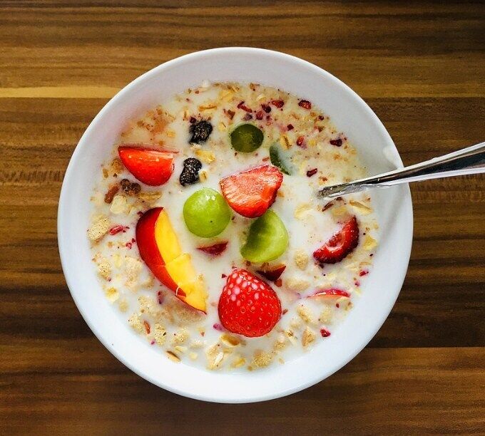 Oatmeal with milk for breakfast