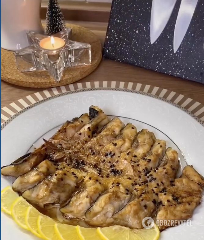 Cooked fish with lemon