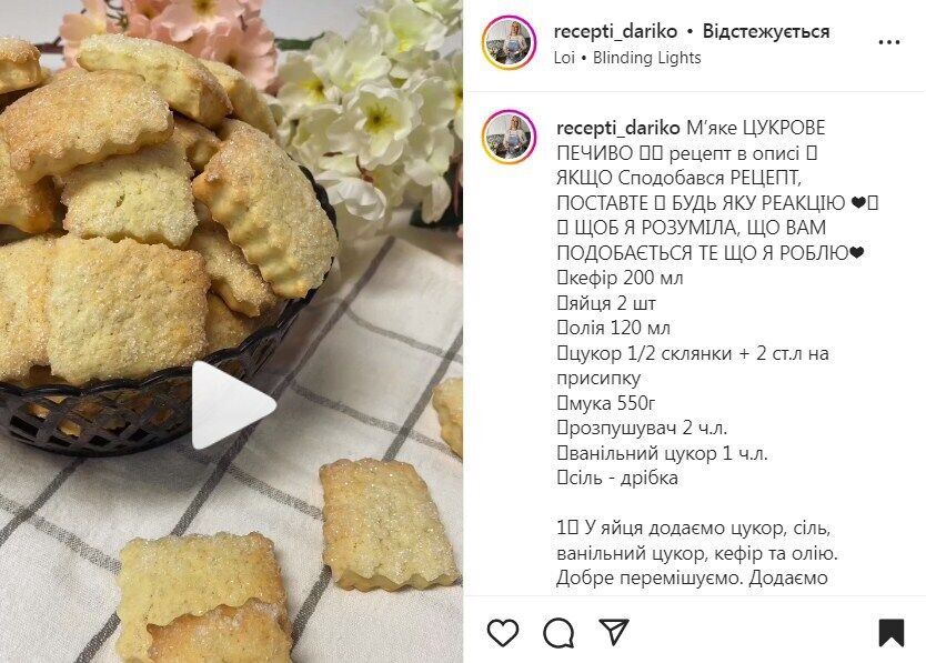 Recipe for sugar cookies on kefir