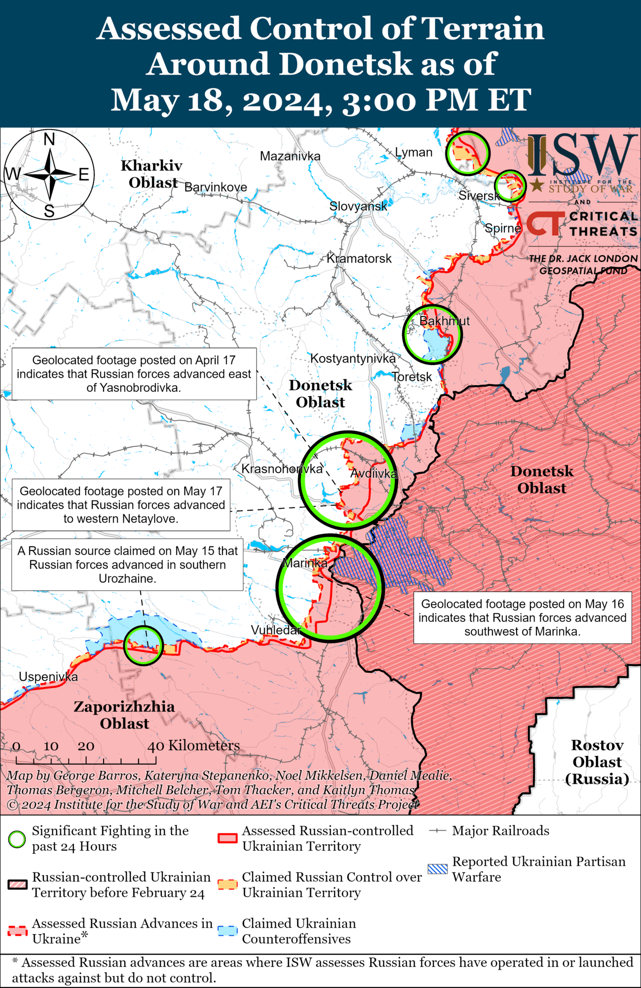 Map of the battles in Donetsk region