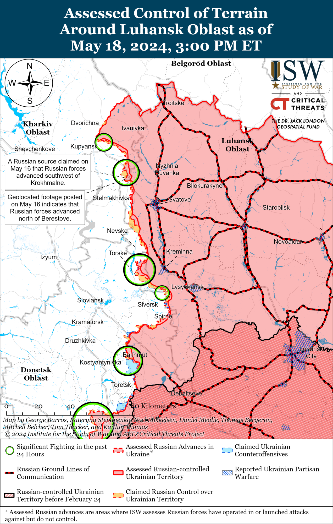 Frontline in Kharkiv and Luhansk regions