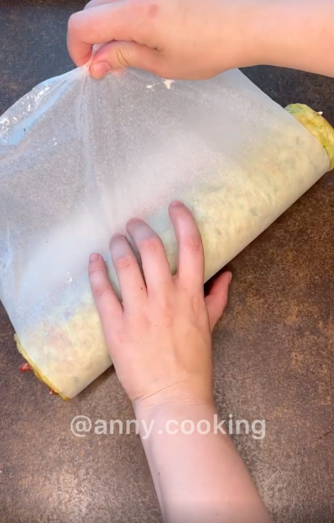 Wrapping the roll.