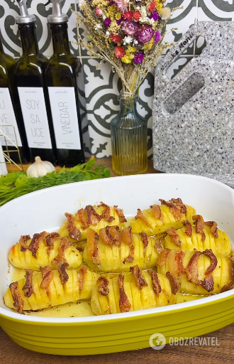 For guests or just for dinner: delicious and beautiful potatoes with bacon