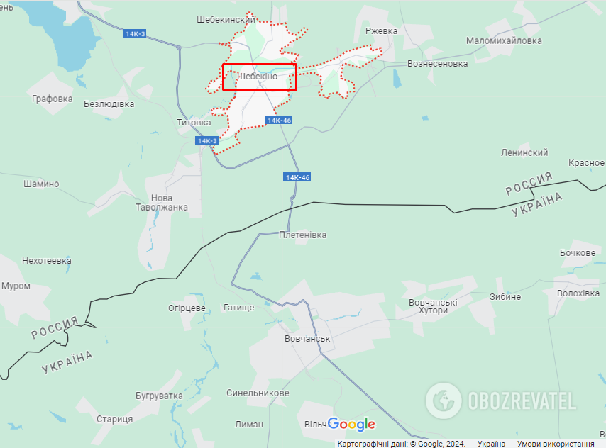 City Shebekino (Russian Federation) on the map