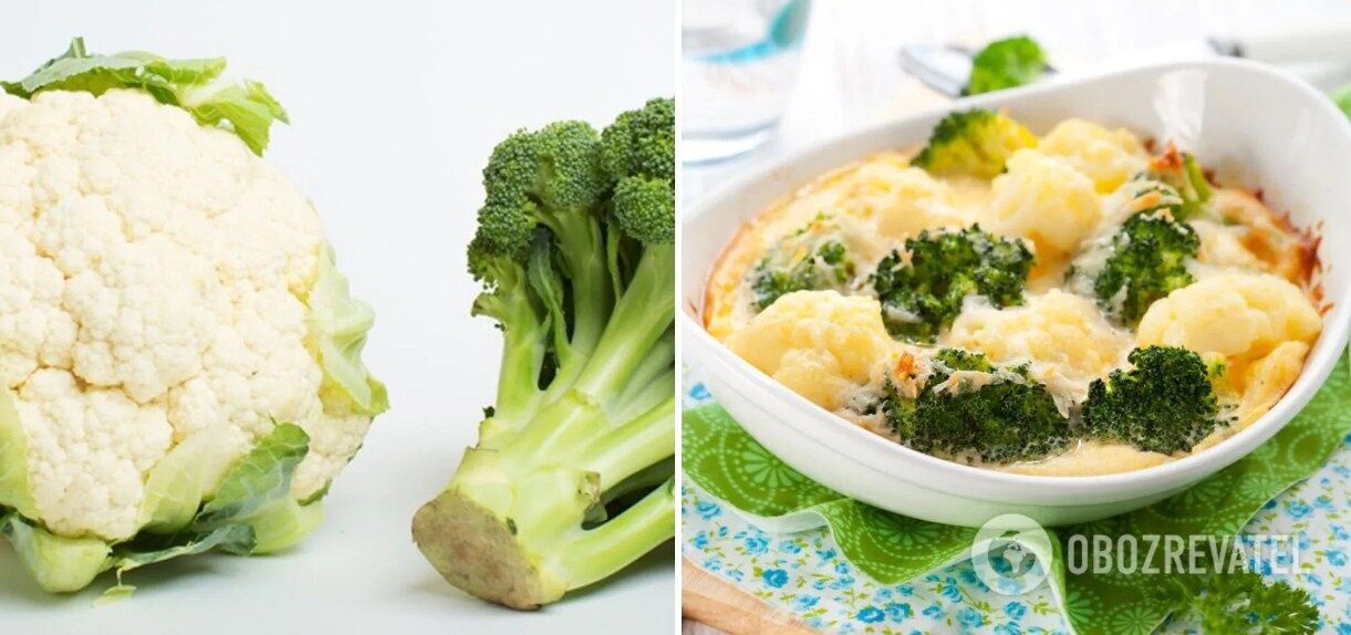 Cauliflower and broccoli casserole