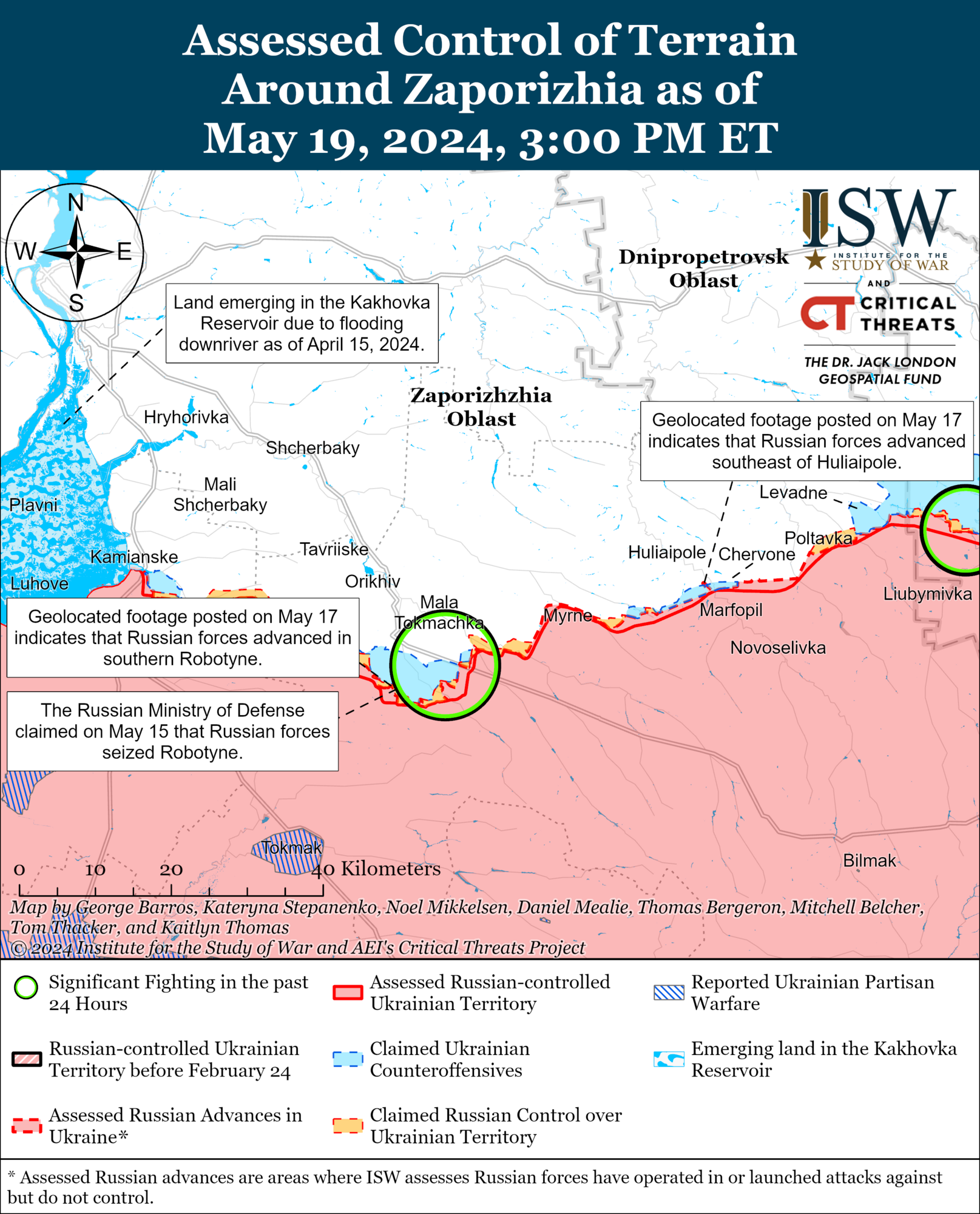 Front line in Zaporizhzhia region