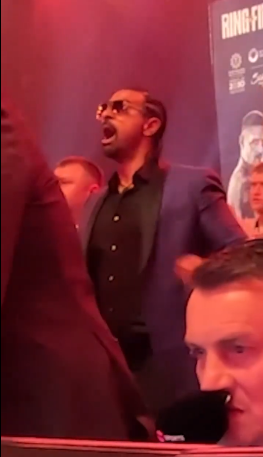 ''What is he doing?'' Video of Haye's fiery reaction to Fury's knockdown in the fight with Usyk has appeared