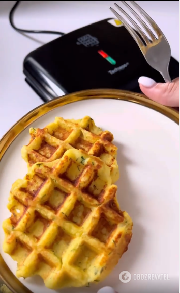 Delicious fried zucchini waffles