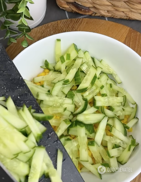 Fresh cucumbers for the salad