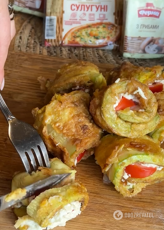 Simple and quick zucchini rolls with a delicious filling 