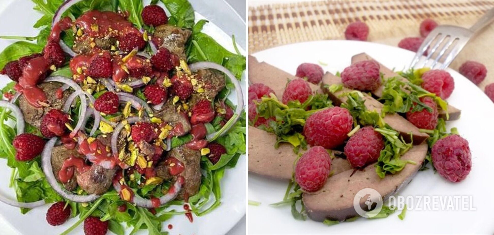 Salad with liver and raspberries