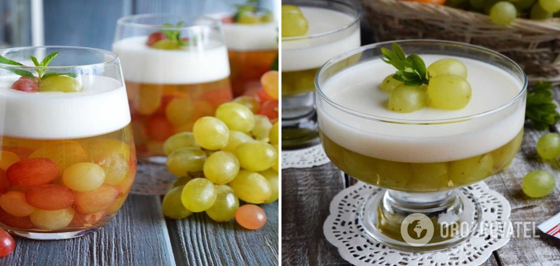 Jelly with fresh whole grapes