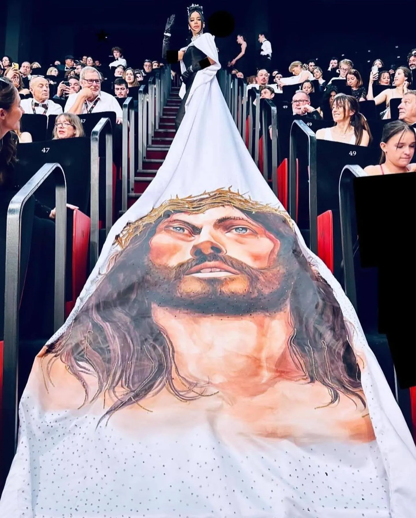 Massiel Taveras - dress with Jesus Christ at the Cannes Film Festival -  photo