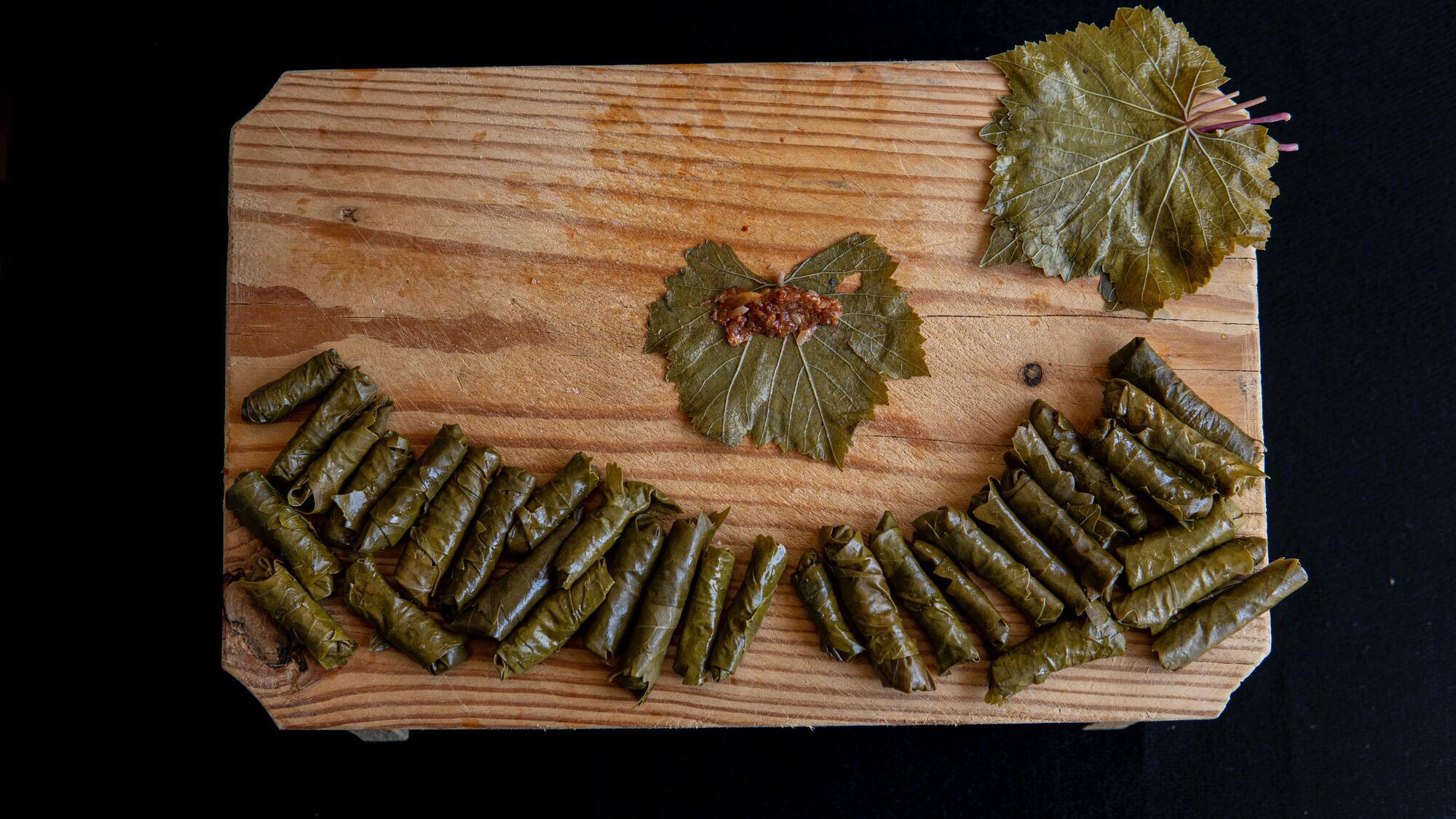 Grape leaves and filling