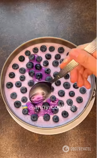 No-bake cheesecake with blueberries: freezes perfectly in the refrigerator