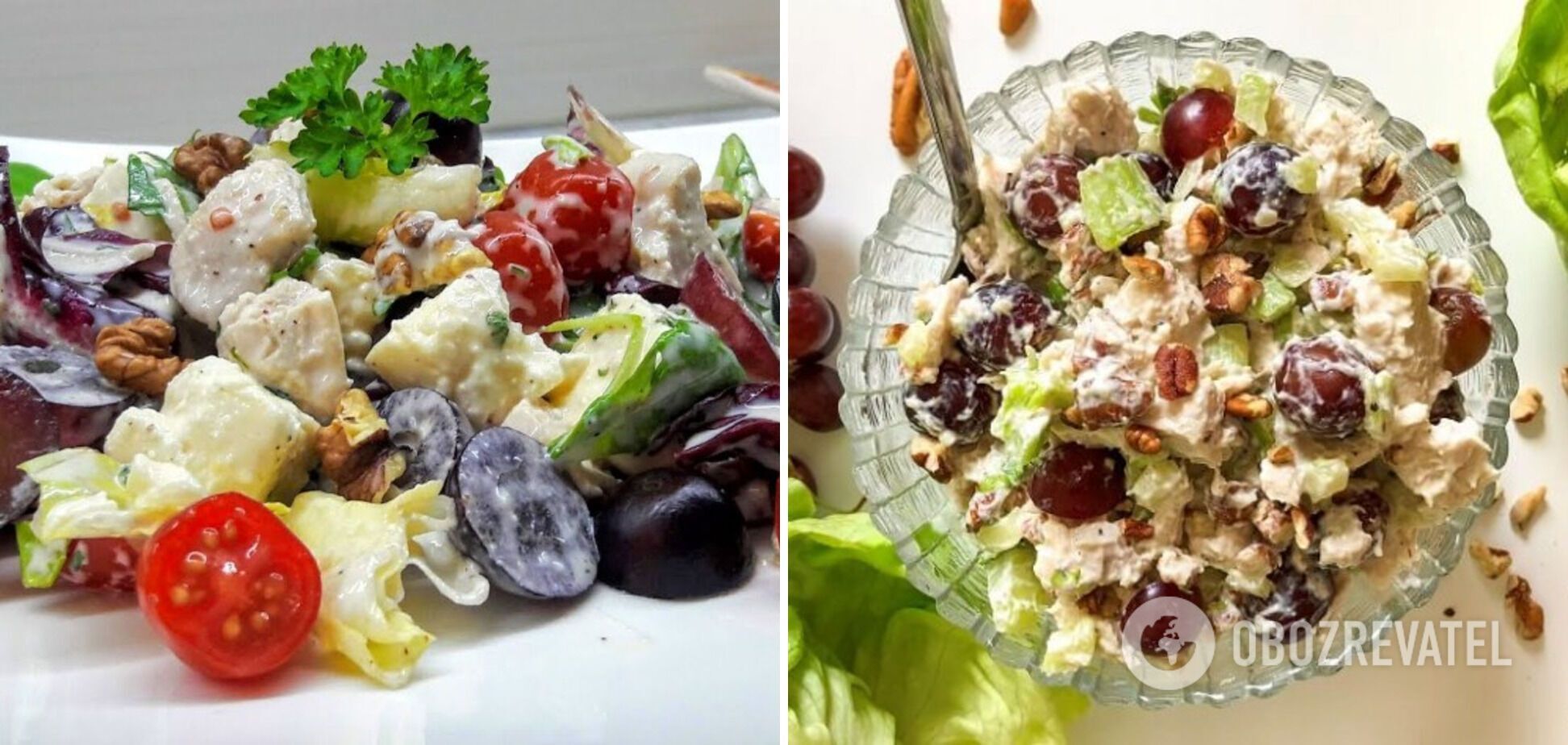 Salad with grapes, nuts and cheese