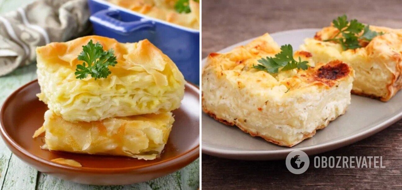 Achma with cottage cheese and hard cheese