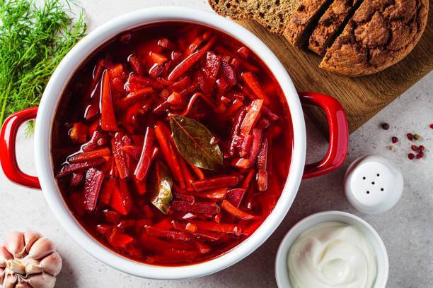 Borscht with meat and prunes