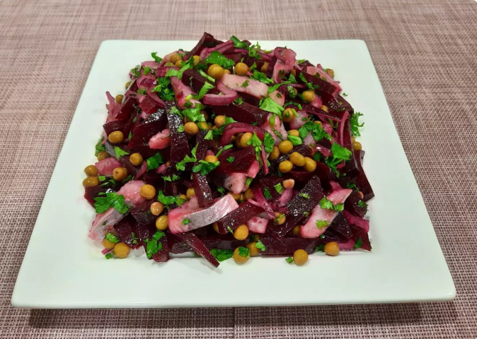 Healthy beetroot and herring salad