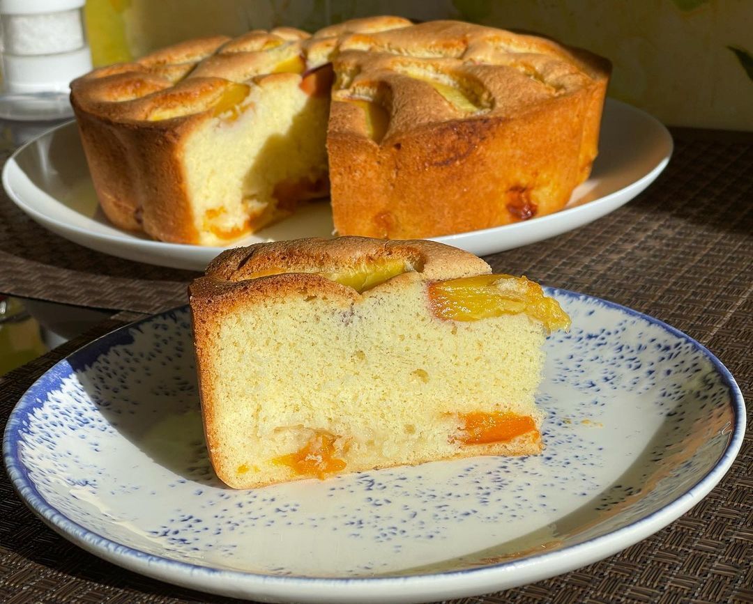 Ready-made charlotte with apricots