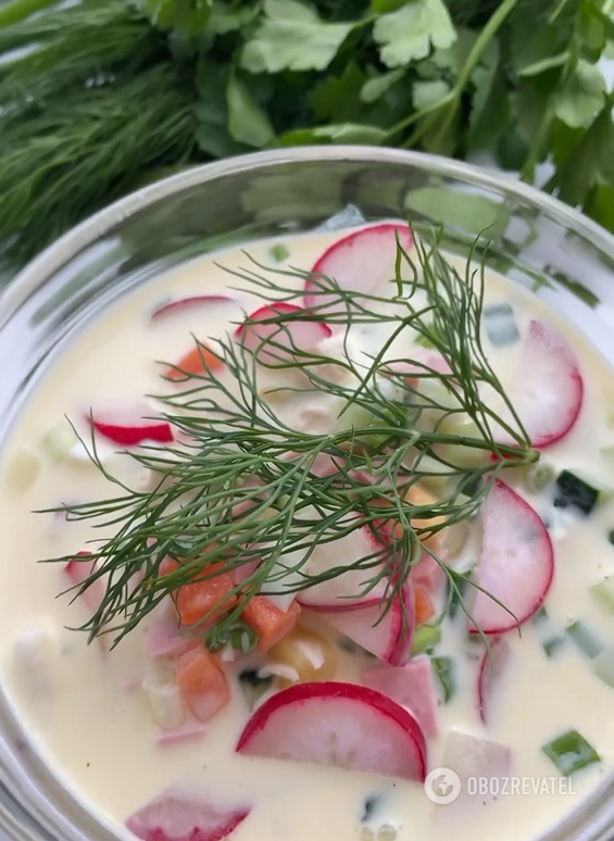 How to cook delicious okroshka with sour cream and ayran: better than kvass or kefir