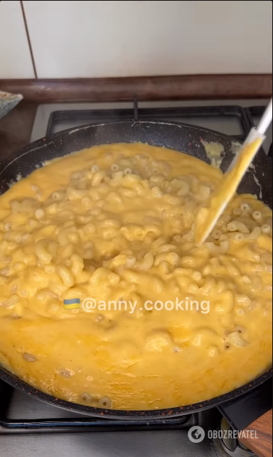 Pasta with cheese in 10 minutes: cooked in a pan