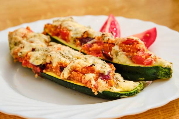 Stuffed zucchini with minced meat