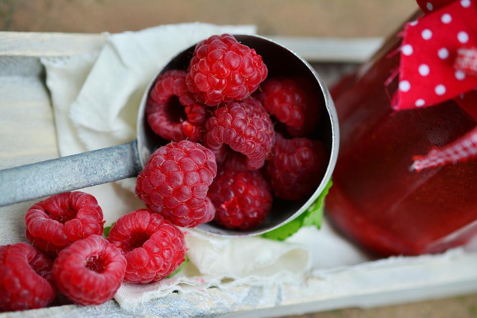 Raspberries for dessert preparation