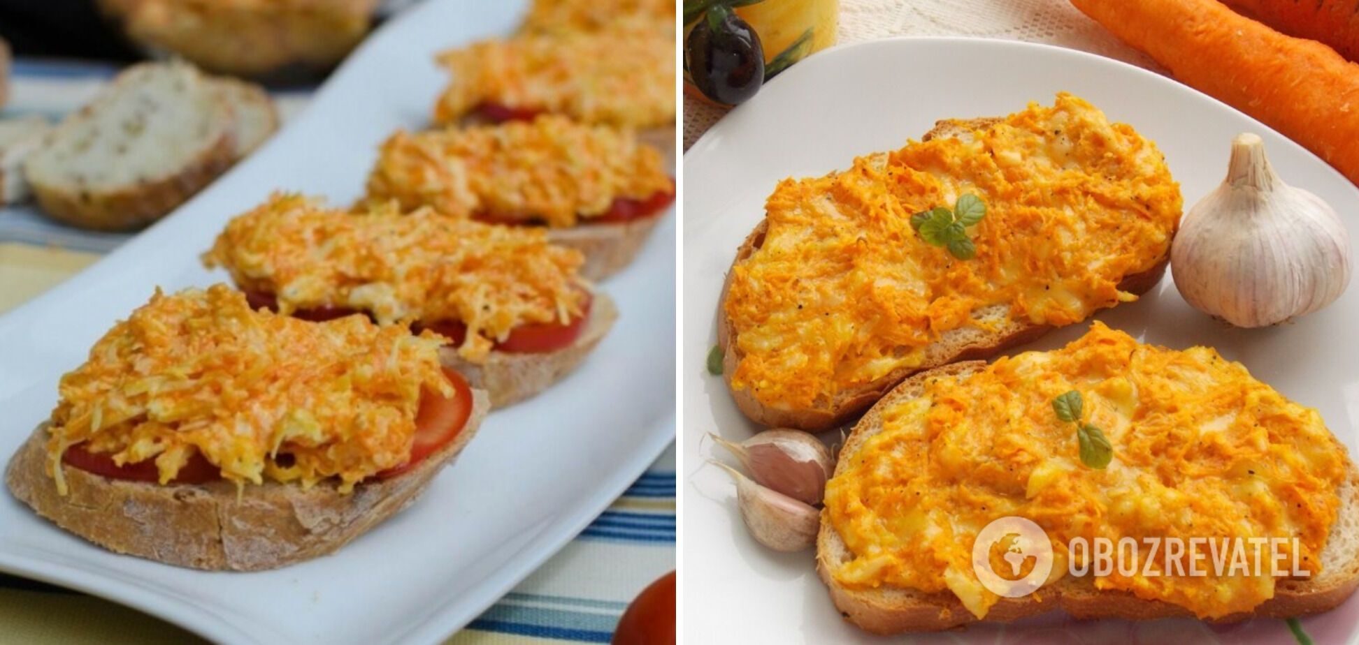 Sandwiches with hard cheese and carrots