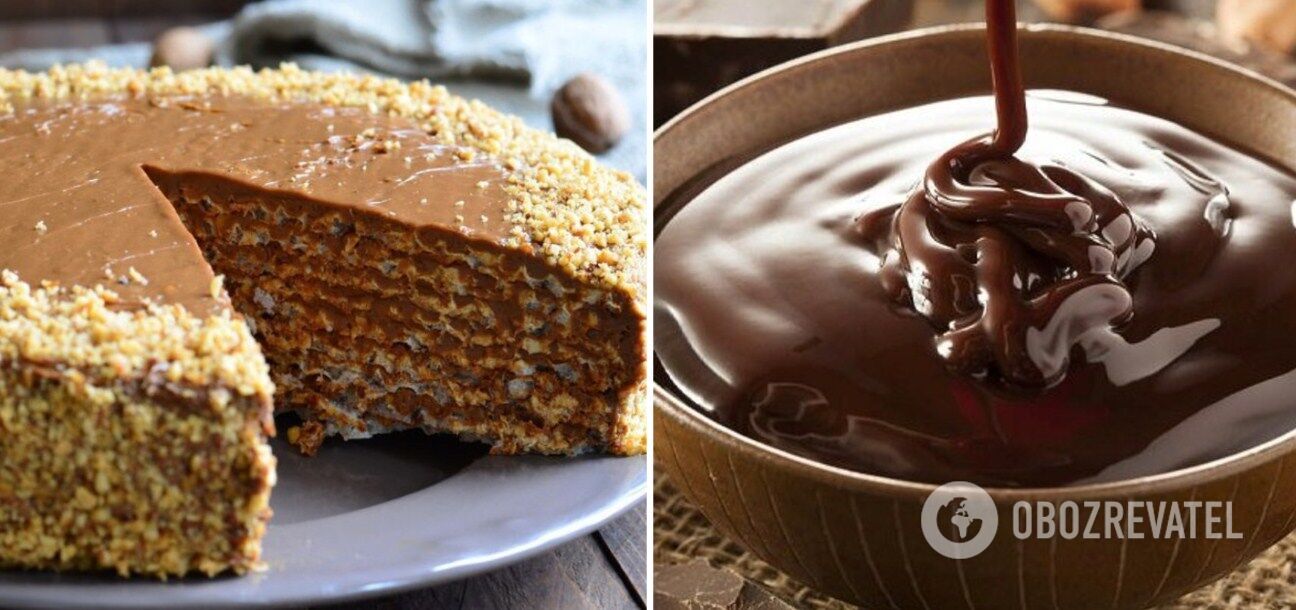 Wafer cake with chocolate icing