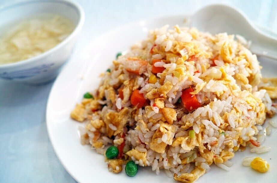 Delicious fried rice with meat and vegetables
