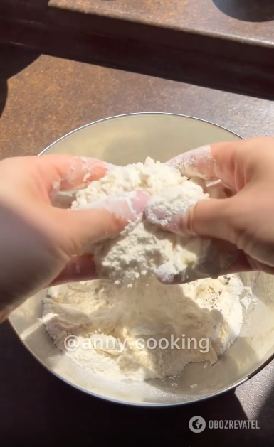 Grinding butter for dough