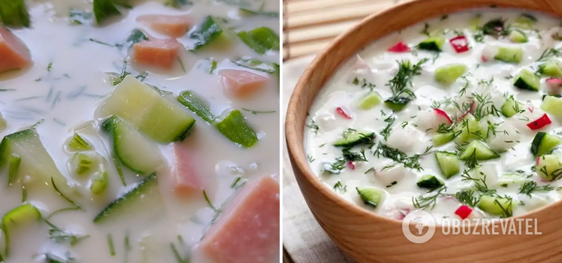 Homemade okroshka with ayran