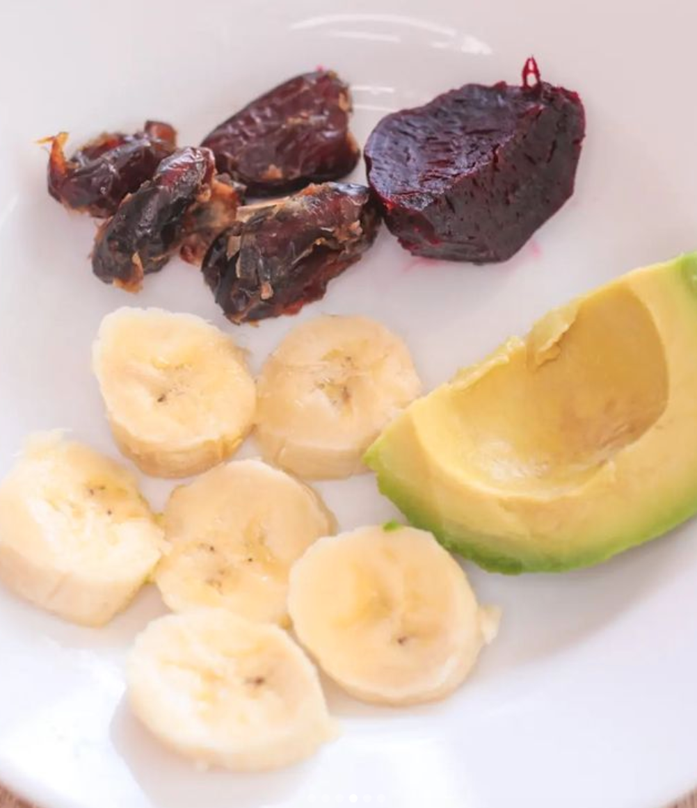 Ice cream with beets and avocado.