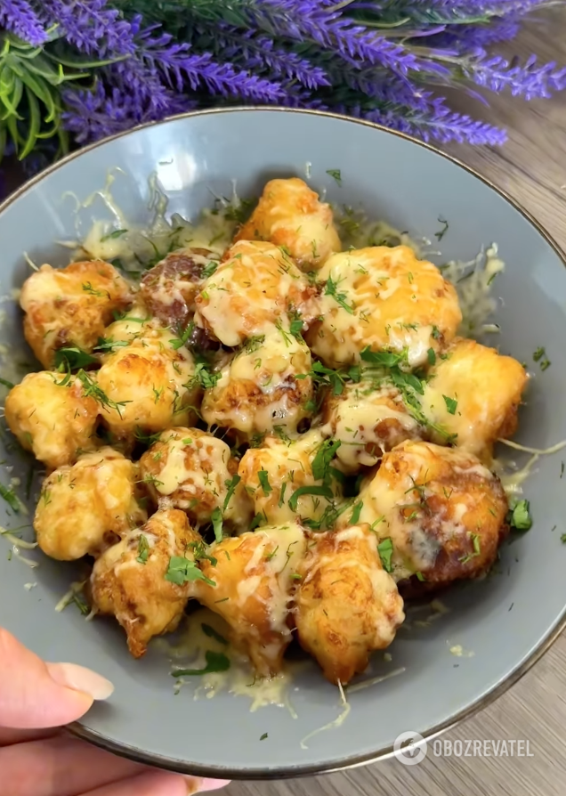 Cooked cabbage in batter