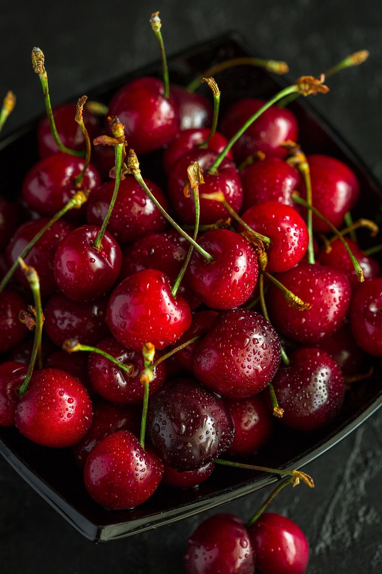 Home-grown ripe cherries