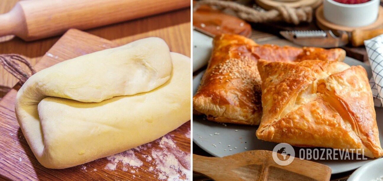 Khachapuri with cheese from puff pastry