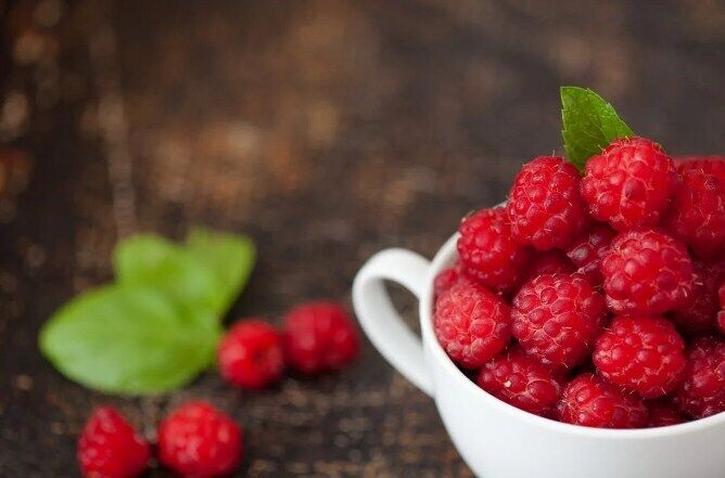 Homegrown raspberries