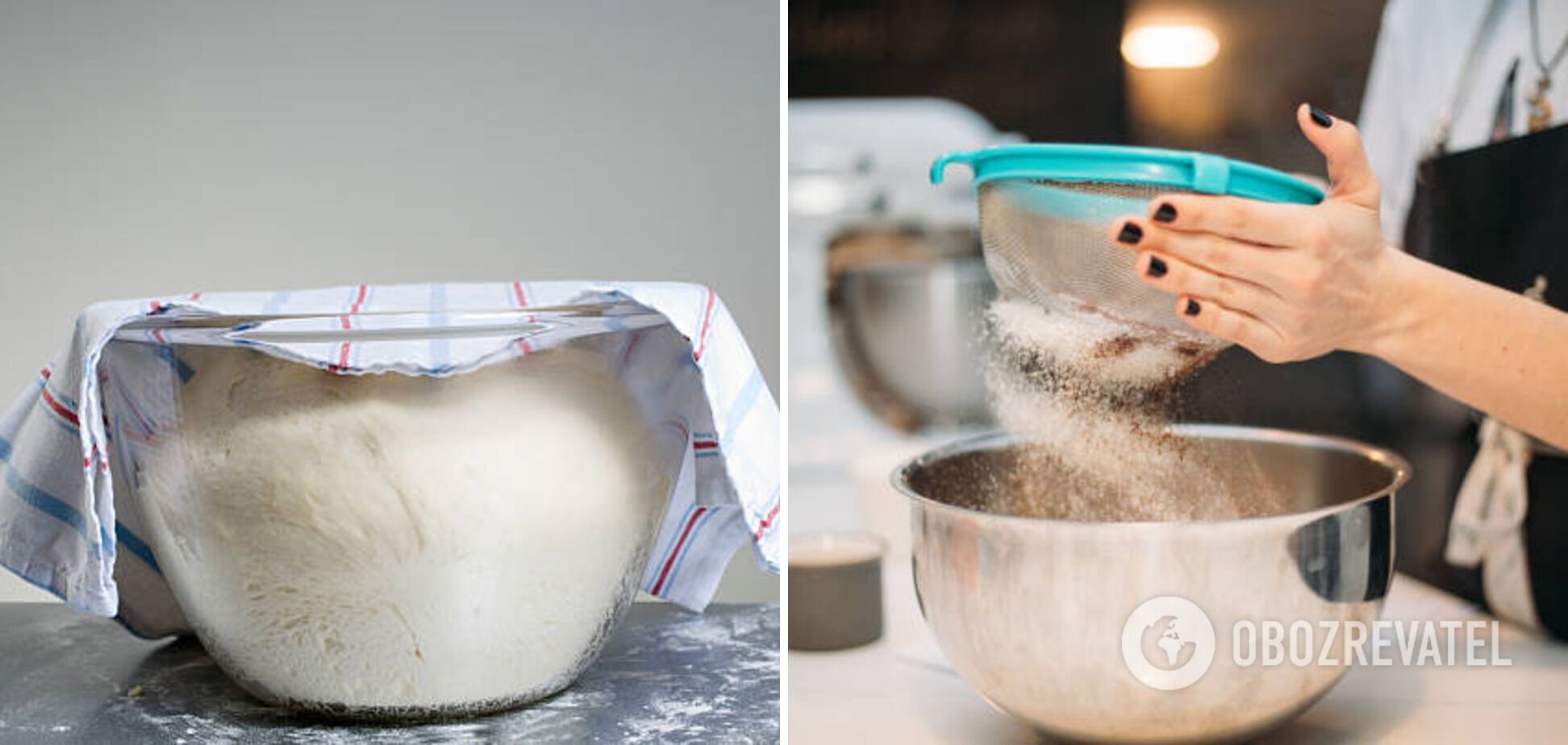 Adding flour to the dough