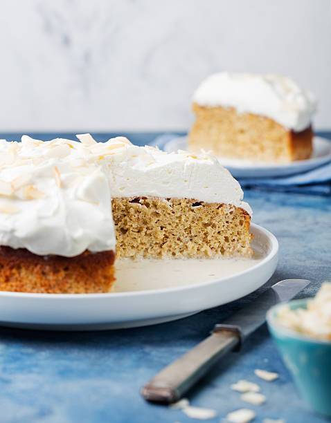 Banana casserole with frosting and ice cream