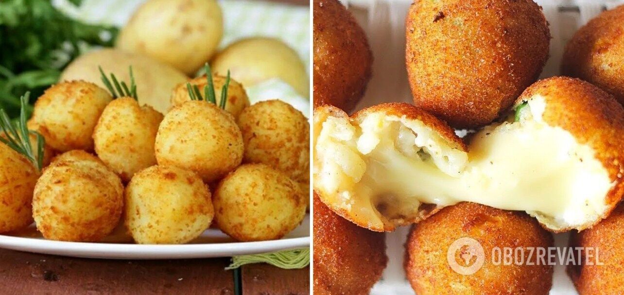 Potato balls with cheese in the oven